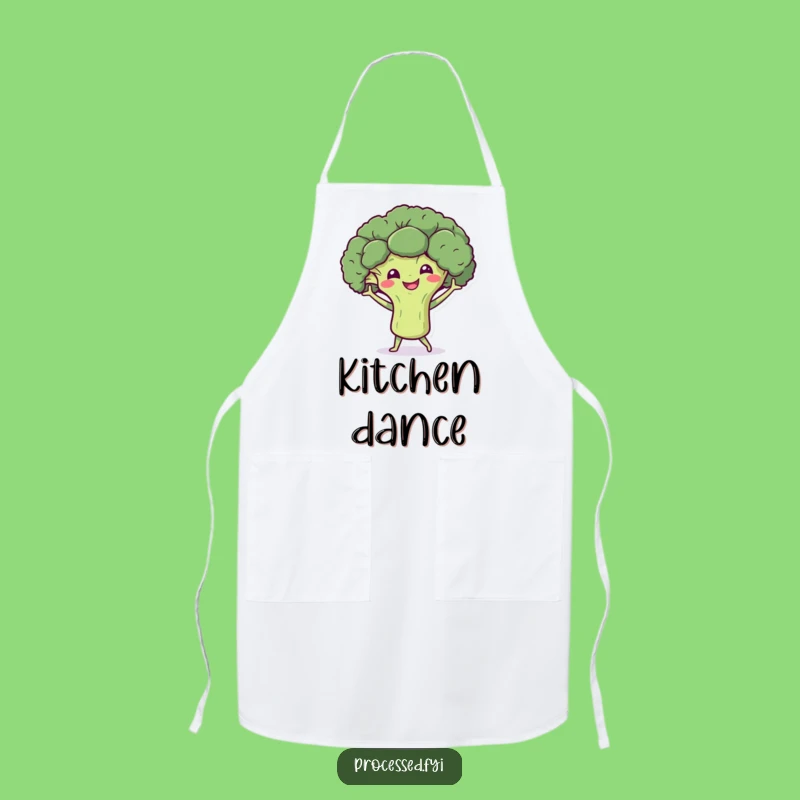Funny Broccoli Dance Apron: Smiling Chef Kitchen Gift