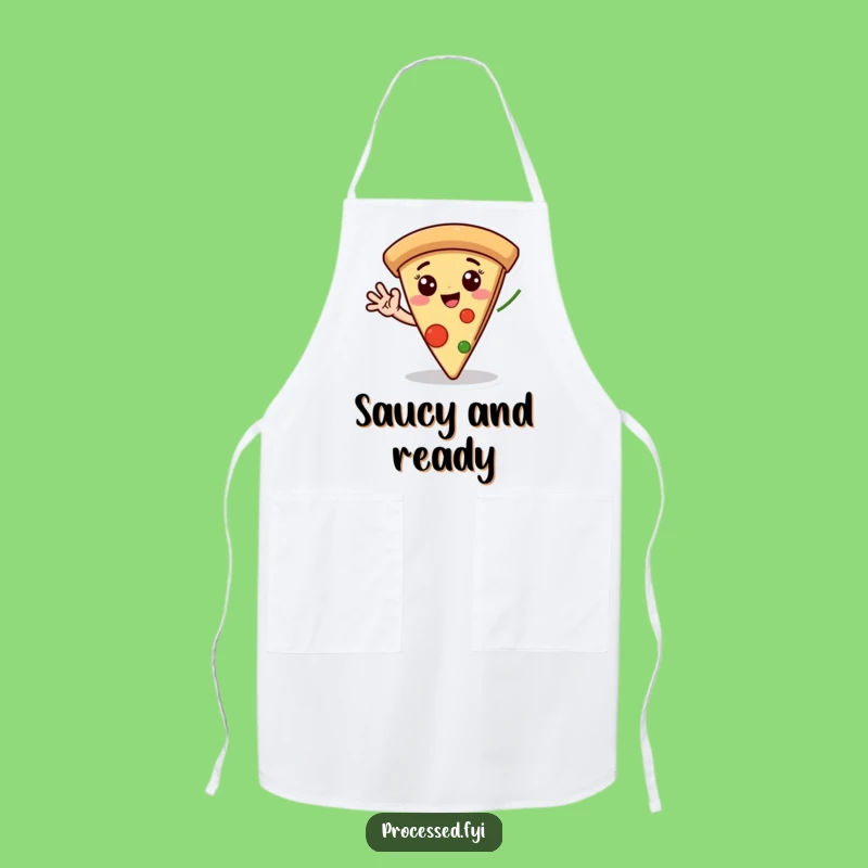 Funny Pizza Apron: Happy Slice Waving Pepperoni Hand - Culinary Fun Gift