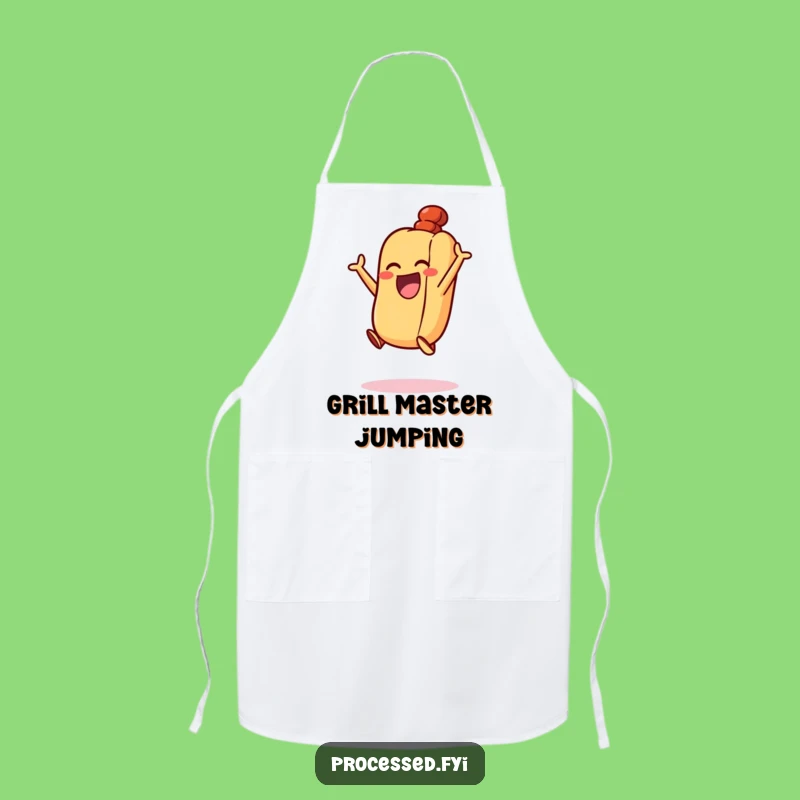 Funny Excited Hot Dog Apron: Grill Master's Leap - A Hilarious & Funny Gift!