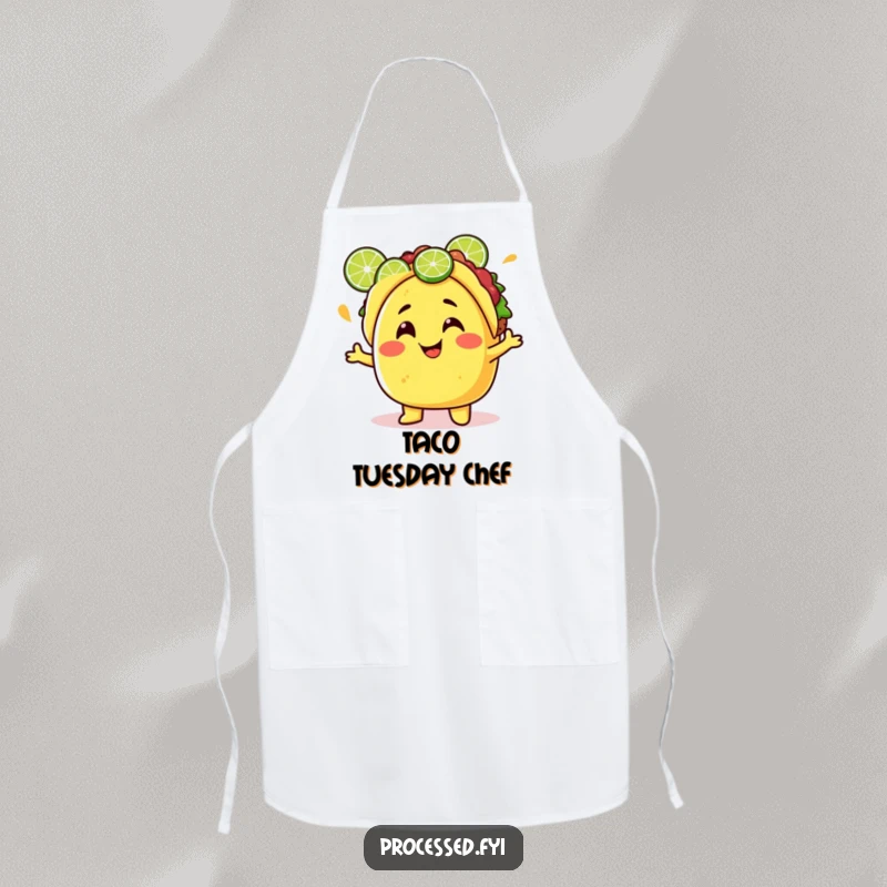 Funny Taco Apron featuring a juggling lime character, perfect for culinary adventures with a festive and humorous twist.