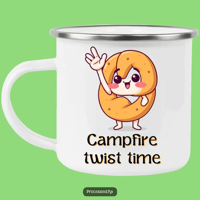 Adventure-Ready Funny Excited Pretzel Camping Mug