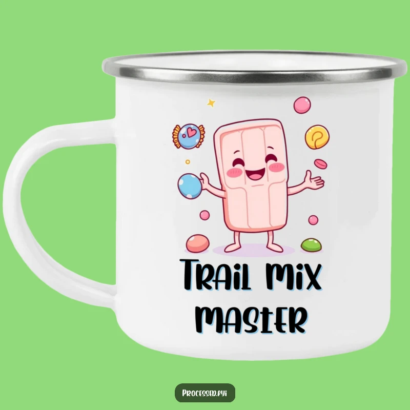 Adventure-Ready Funny Juggling Candy Bar Camping Mug