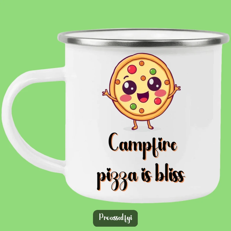 Funny Pizza Camping Mug: Dancing Slice Character, Durable & Hilarious Outdoor Gift