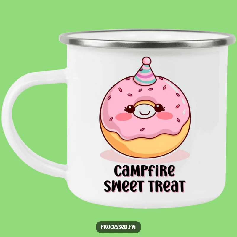 Funny Donut Camping Mug: Durable Blushing Character Cup, Great Outdoors Gift!