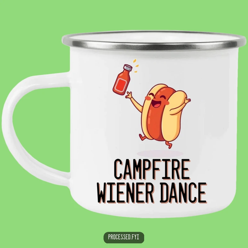 Funny Hot Dog Dancing Enamel Camping Mug: Party on the Go
