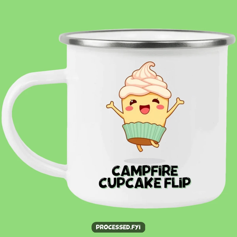 Funny Cupcake Cartwheel Camping Mug: Sweet Flips Under the Stars!