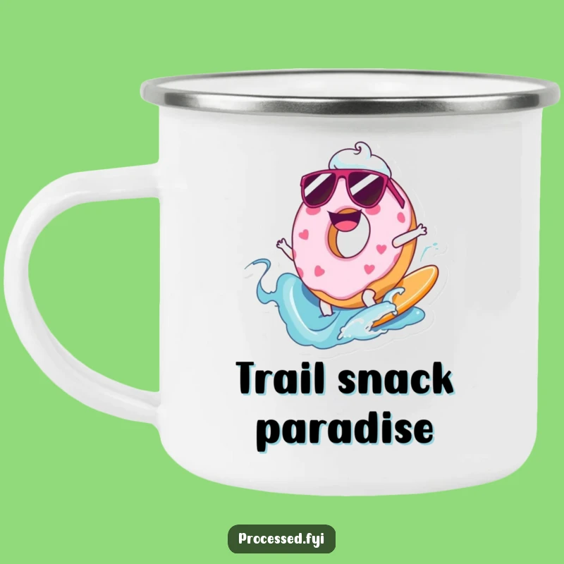 Funny Joyful Donut Surfer Camping Mug: Adventure with a Sweet Treat!