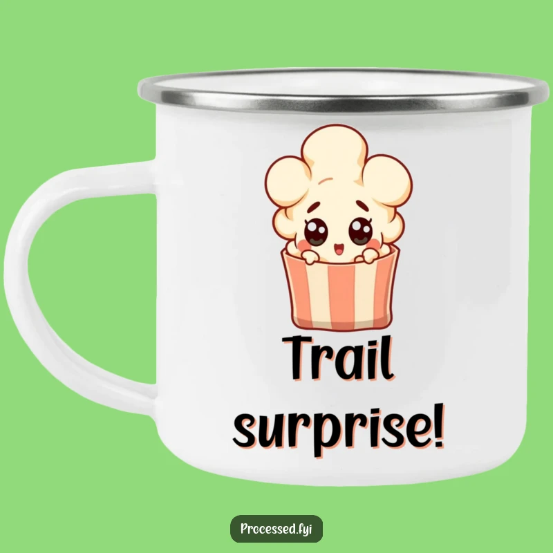 Funny Surprised Popcorn Kernel Camping Mug - Adventure Ready Laughs!