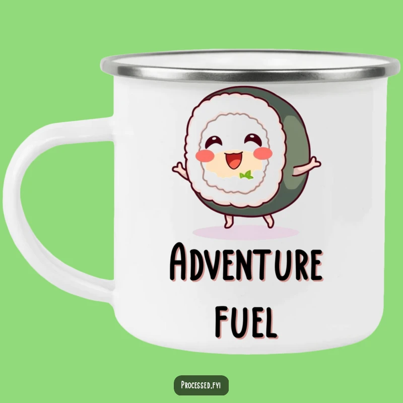 Funny Sushi Roll Bounce Camping Mug: Cheerful Outdoor Drinkware