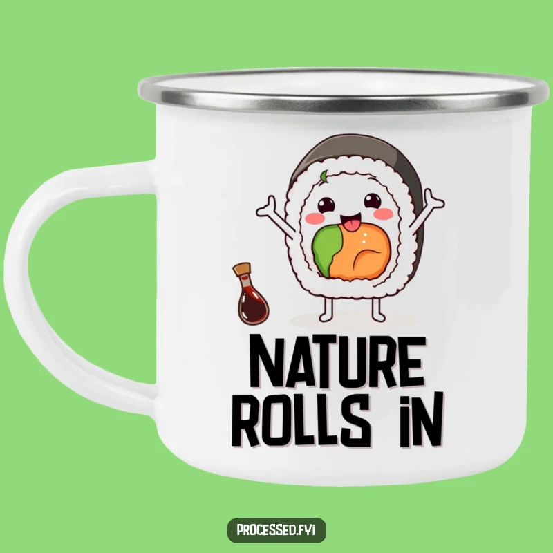 Funny Sushi Wave Camping Mug: Happy Sips on Your Adventures with Sushi