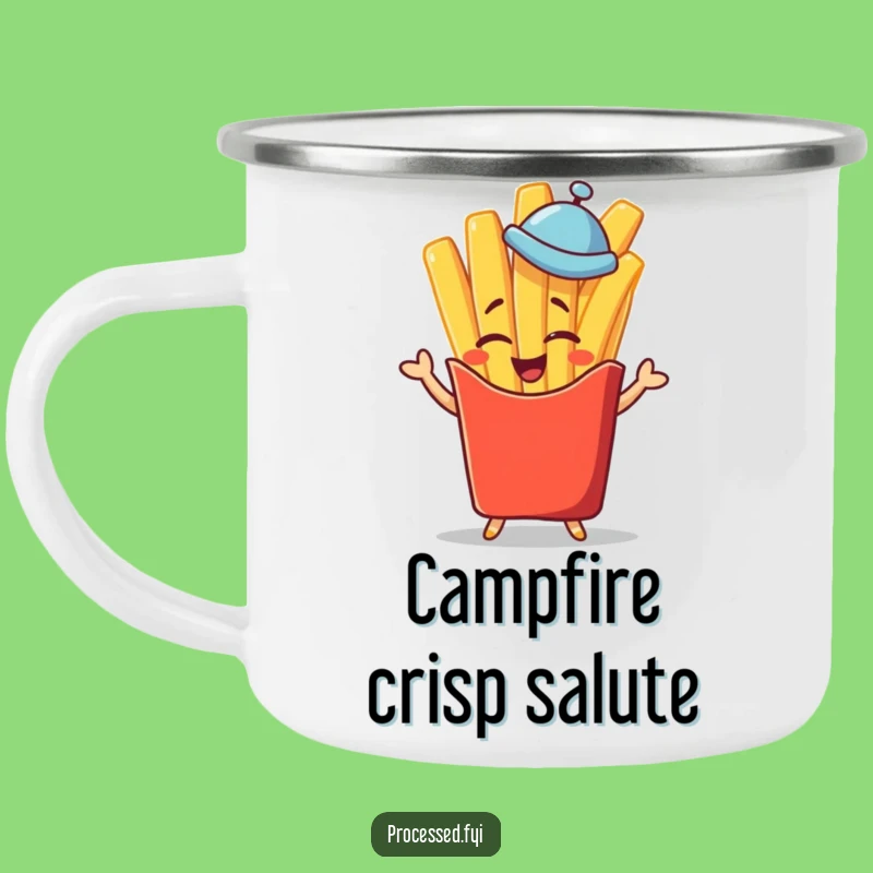 Funny Winking French Fry Camping Mug - Saluting Your Outdoor Adventures!