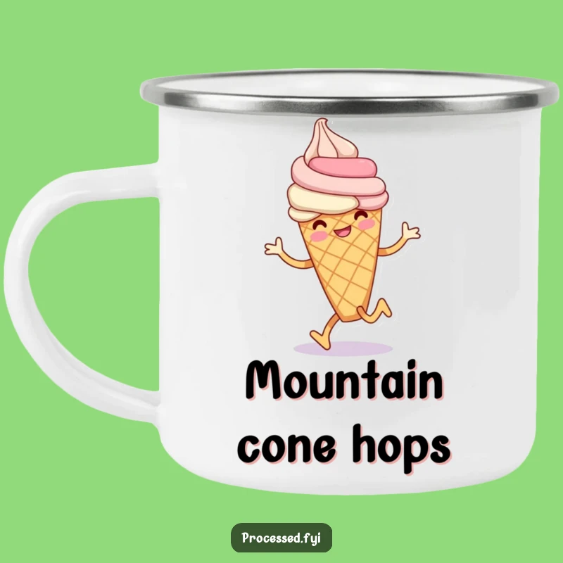 Funny Ice Cream Hop Camping Mug: Smiling Cone Outdoor Gift