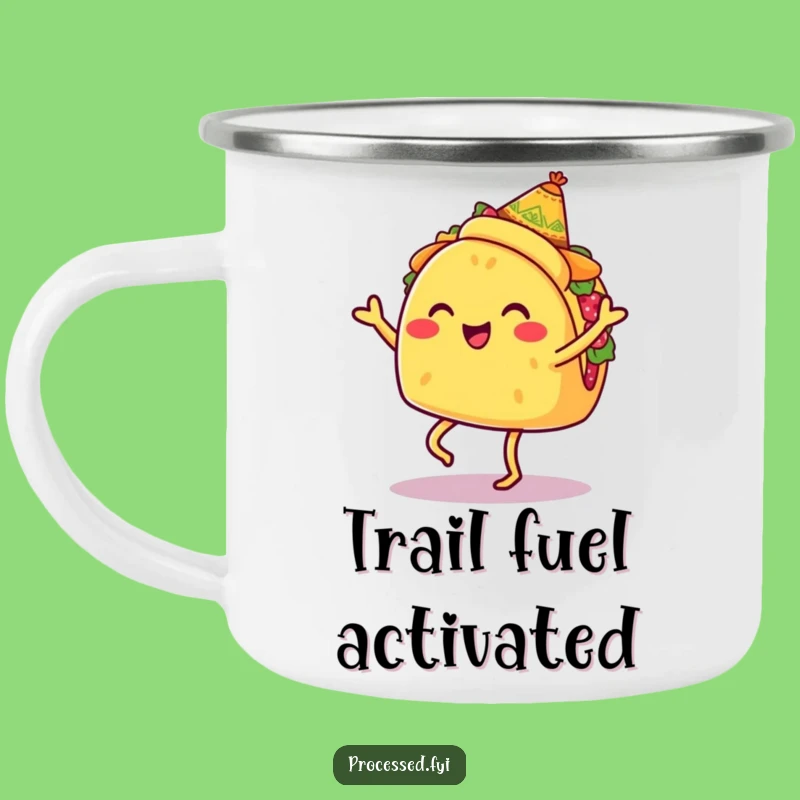 Funny Taco Jigging Camping Mug: Adventure Fuel with a Dancing Sombrero Taco