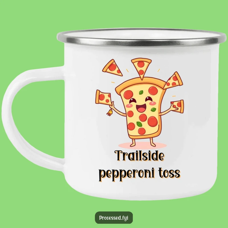 Funny Pizza Juggling Pepperoni Camping Mug - Adventure-Ready Hilarious Gift!