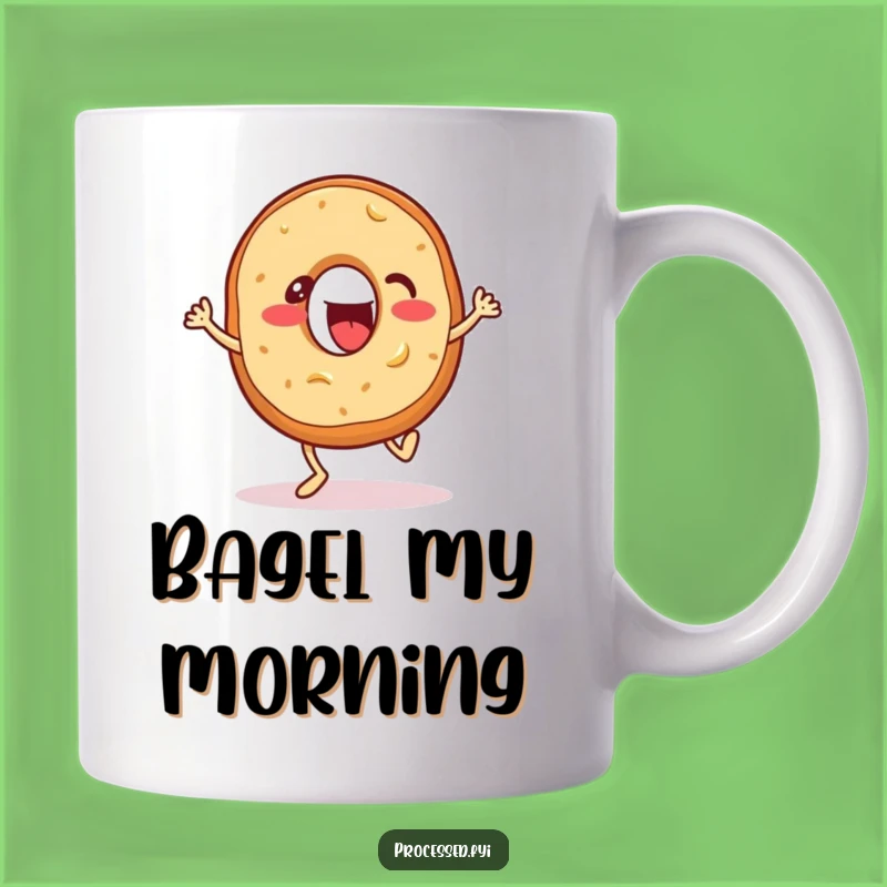 Funny Bagel Bounce Mug: Enthusiastic Bagel with Cream Cheese, Perfect Gift for Breakfast Lovers