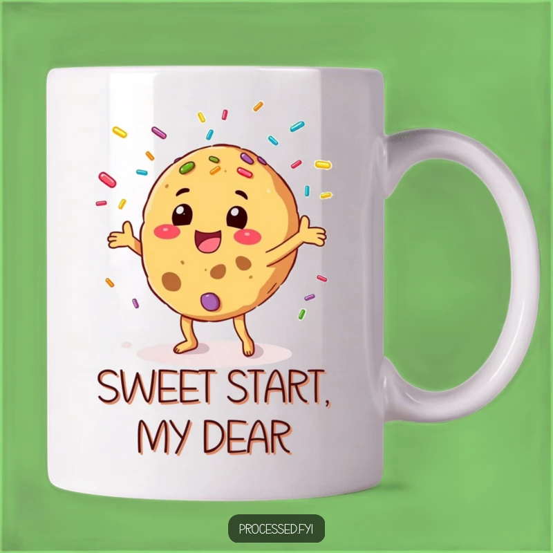 Funny Cookie Juggling Mug - Happy Sprinkles Character Gift for Sweet Mornings