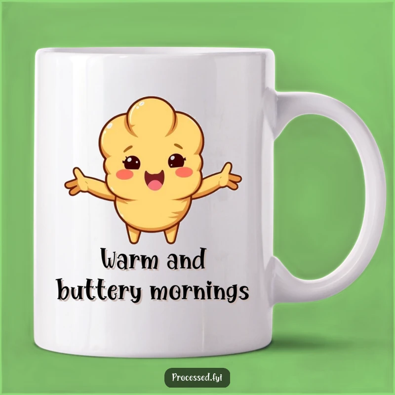 Funny Croissant Hug Mug: Warm Cartoon Greetings for Breakfast Lovers