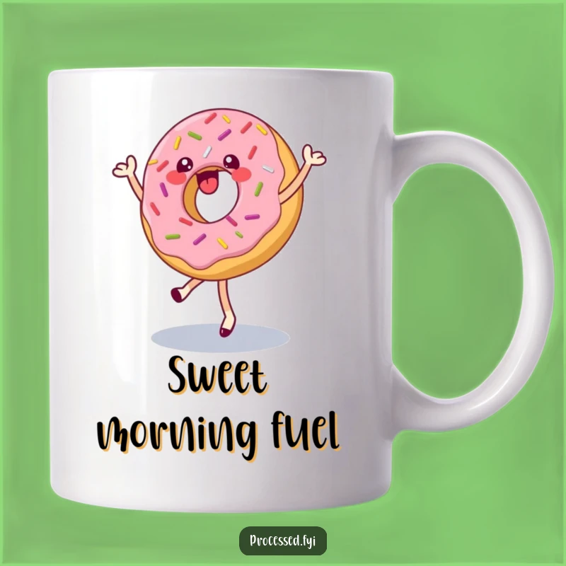 Funny Donut Dance Mug: Cheerful Sprinkled Donut Pirouetting, Perfect Gift for Sweet Lovers