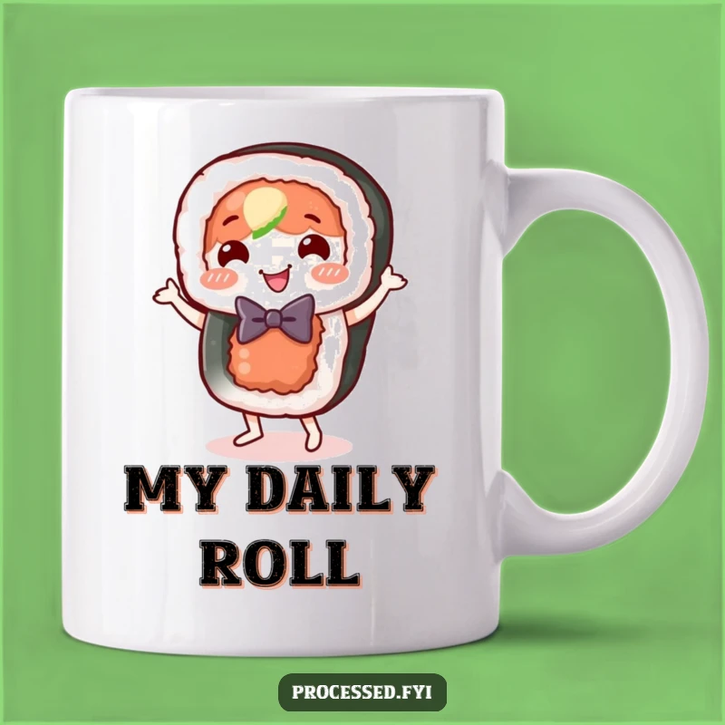 Funny Sushi Roll Dance Mug: Happy Foodie Coffee Cup, Whimsical Gift