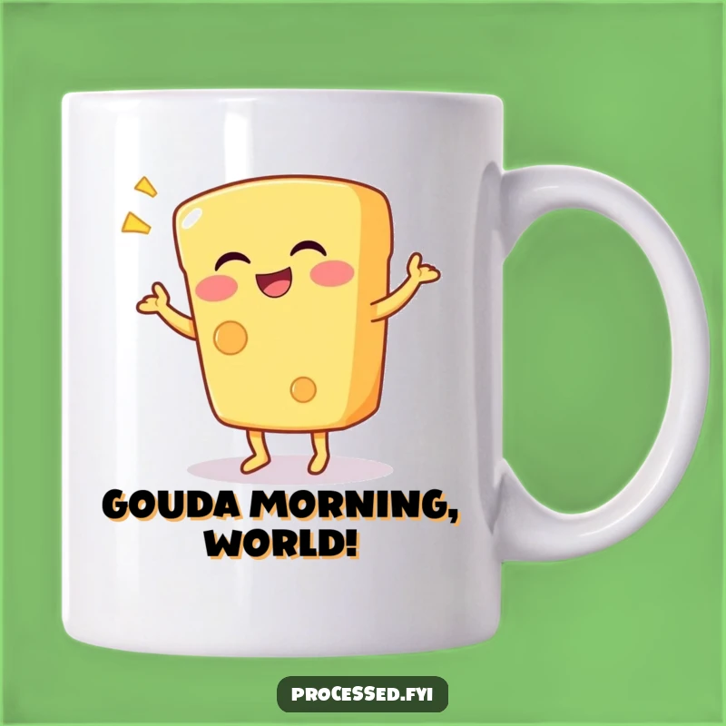 Funny Cheese Dance Mug - Giggling Dairy Character Gift for Cheerful Mornings