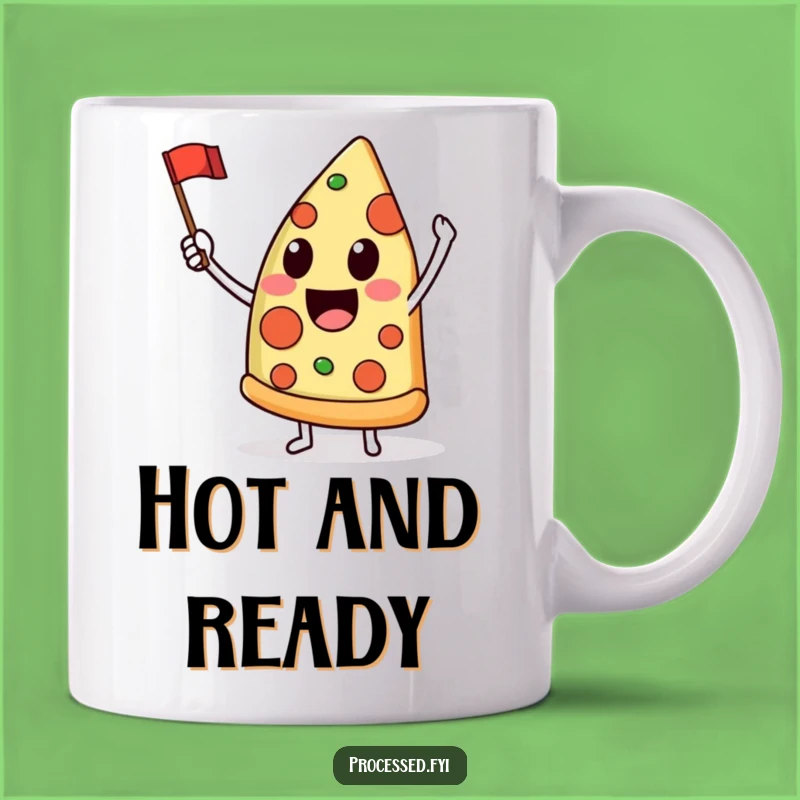 Funny Pizza Slice Flag Mug - Delighted Character Gift for Cheerful Mornings