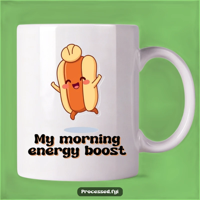 Funny Hot Dog Leap Mug: Joyful Wiener's Delightful Energy