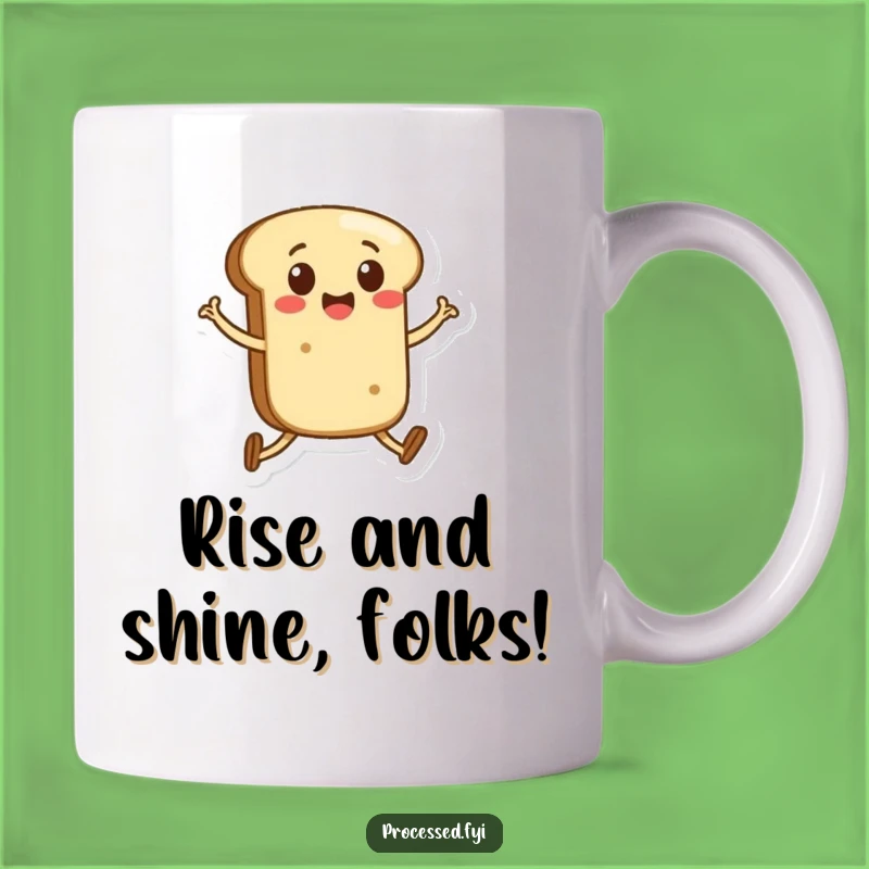 Funny Bread Roll Skipping Mug - Cheerful Carb Character Gift for Morning Fun