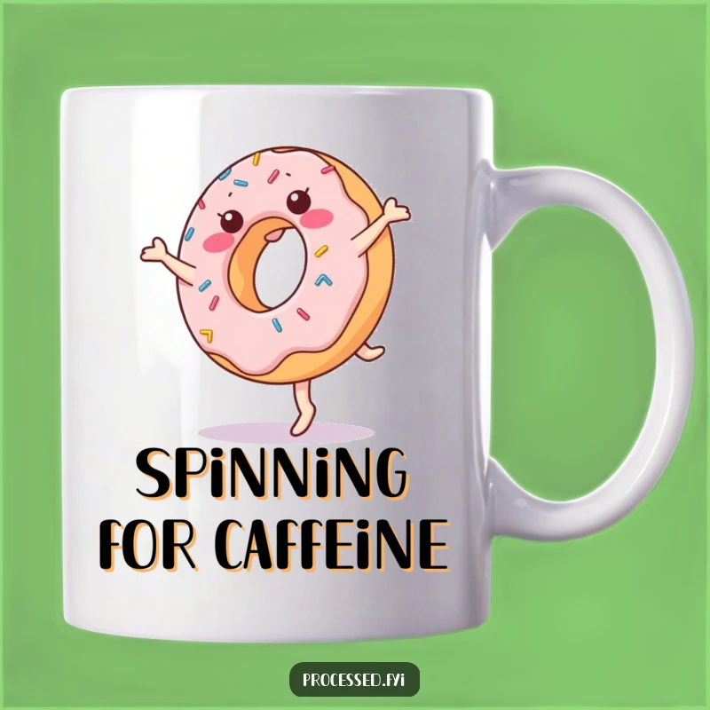 Funny Donut Cartwheel Mug: Sweet Cartoon Fun for Your Coffee Break