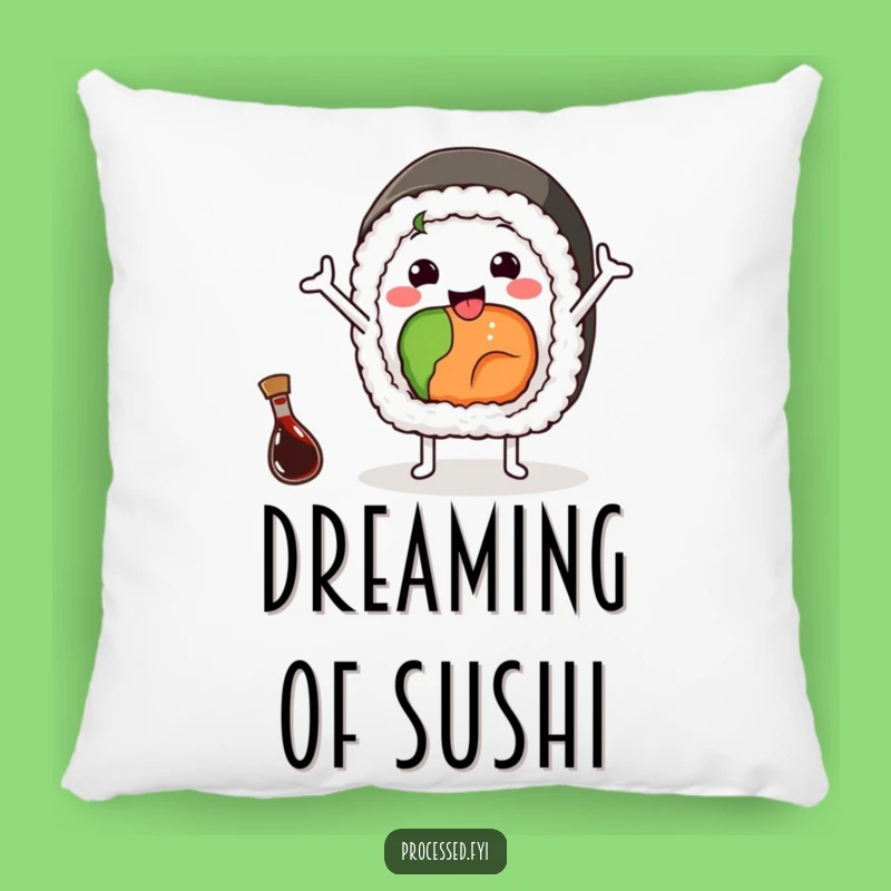 Cozy Funny Sushi Wave Pillow: Snuggle Up with a Happy Sushi Roll Buddy