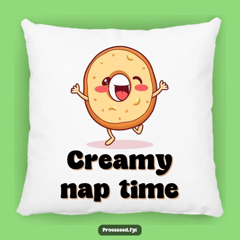 Cozy Funny Bagel Bounce Pillow: Snuggle Up with an Enthusiastic Bagel