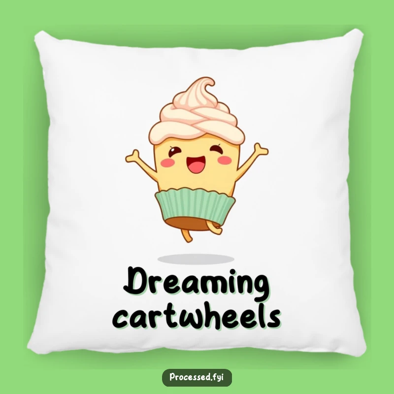 Funny Cupcake Cartwheel Pillow: Comfy Flips for Hilarious Relaxation!