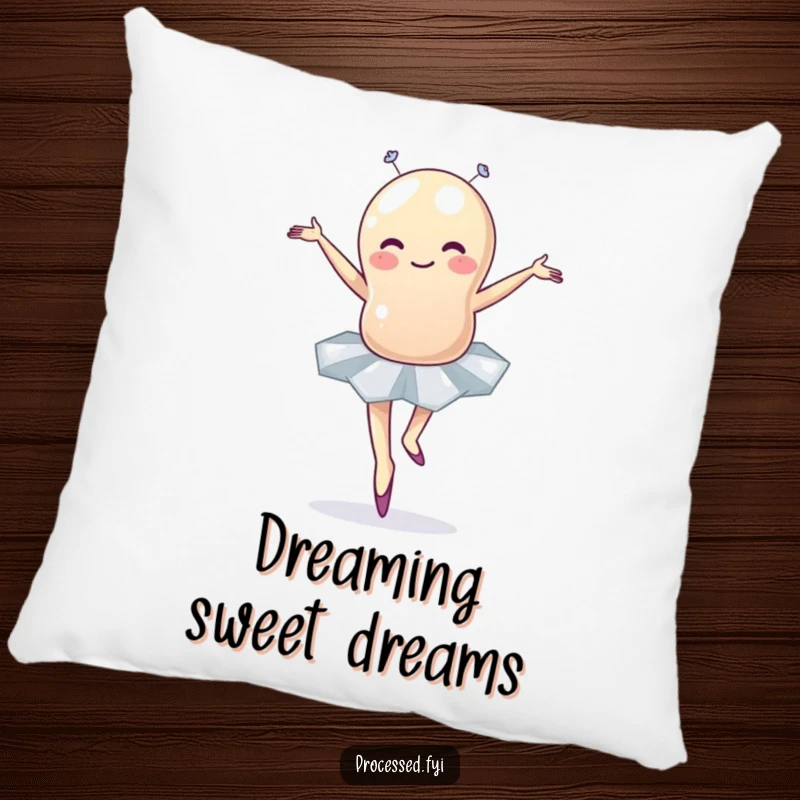Funny jellybean ballet pillow with a wobbly character in a tutu performing a ballet pose, offering whimsical decor and humor.