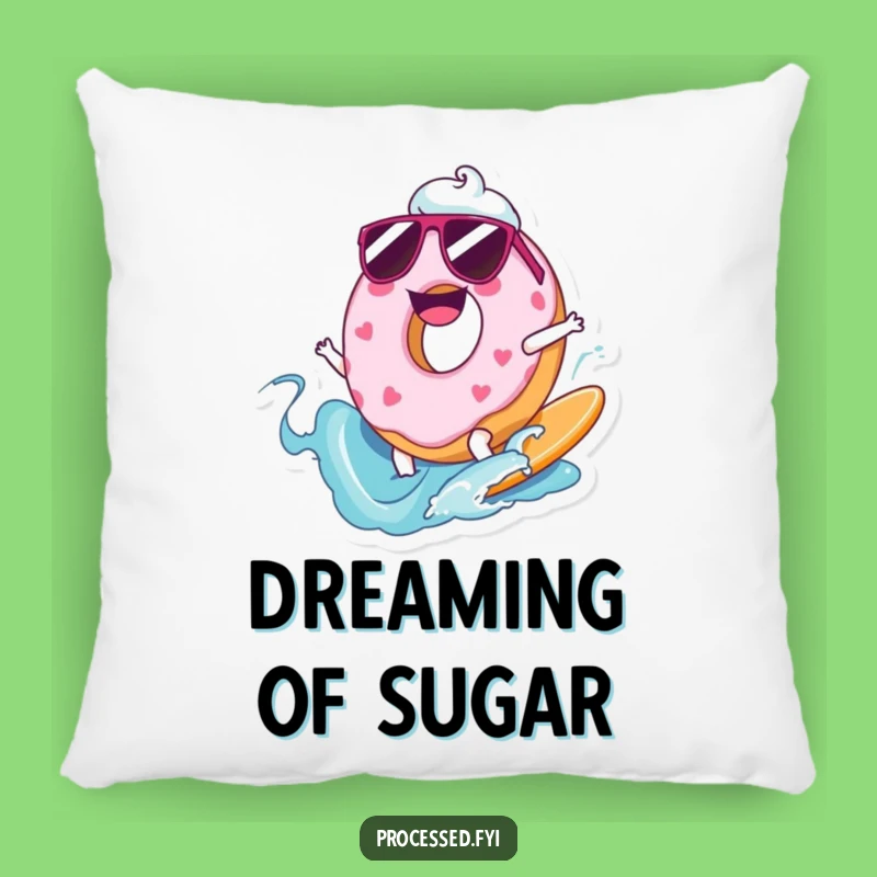 Funny Joyful Donut Surfer Pillow: Cozy Up with This Sweet Ride!