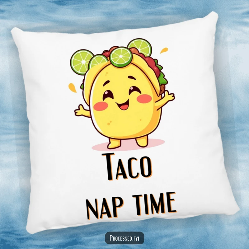 Funny Taco Pillow with a juggling lime character, offering comfort and a humorous decorative touch for any room.