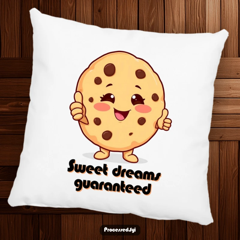 Funny cookie character pillow featuring a winking anthropomorphic cookie giving a thumbs-up, offering comfort and cheerful humor for home decor.