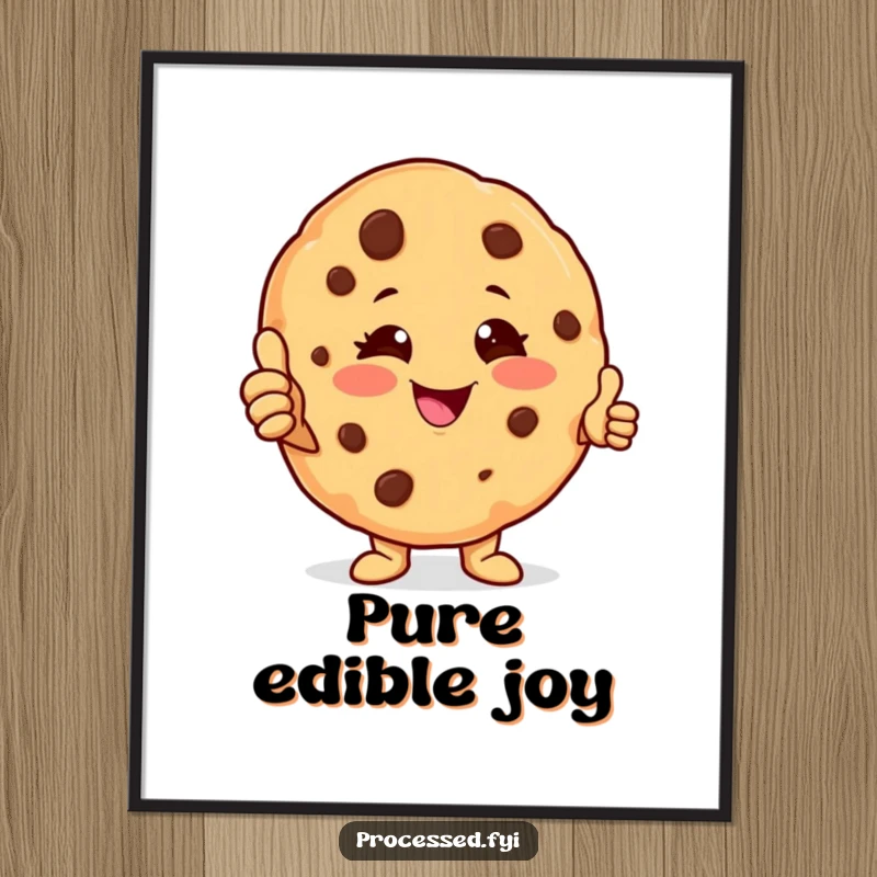Funny cookie character digital art print of a winking anthropomorphic cookie giving a thumbs-up, ideal for cheerful online or screen display.