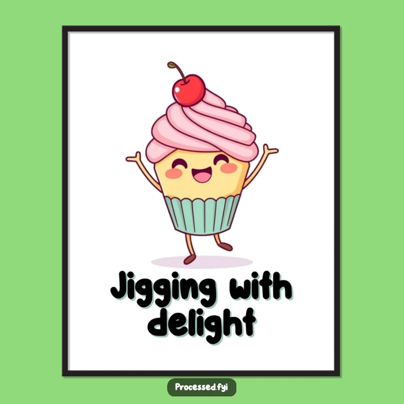 Funny Cupcake Jig Art Print: Instant Celebratory Decor