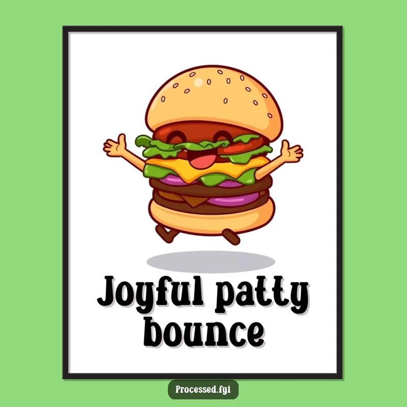 Funny Dancing Hamburger Print - Energetic Wall Art for Instant Joy!