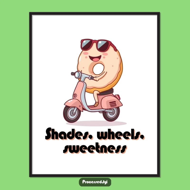 Funny Donut Scooter Print - Cool Wall Art for Instant Smiles!