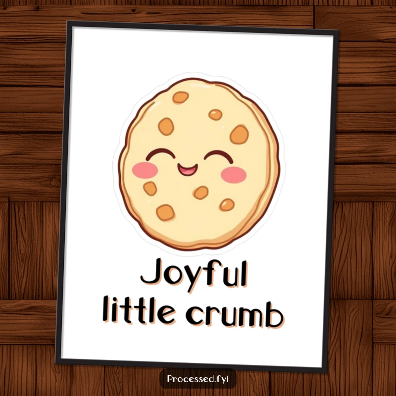 Funny digital art print of an anthropomorphic cookie laughing hysterically, ideal for printable wall decor.