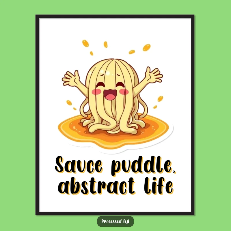 Funny Noodle Splash Digital Art Print: Inject Hilarious, Saucy Energy into Your Space