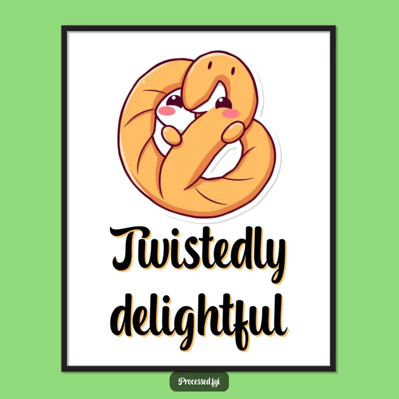 Funny Pretzel Twist Digital Art: Playful Decor for Snack Lovers