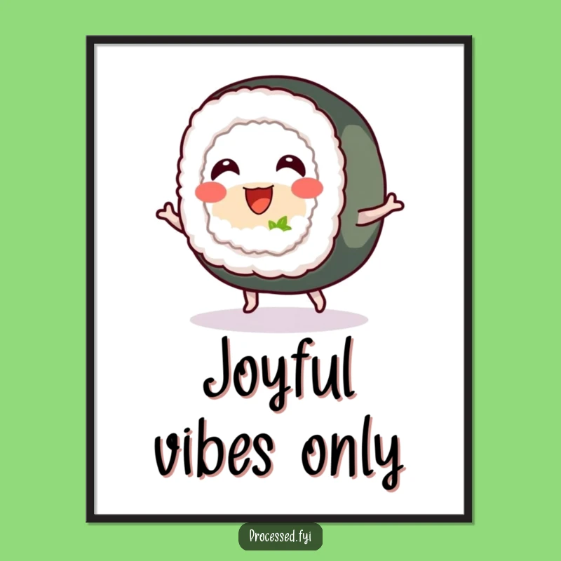 Funny Sushi Roll Bounce Digital Art: Cheerful Foodie Decor for Walls