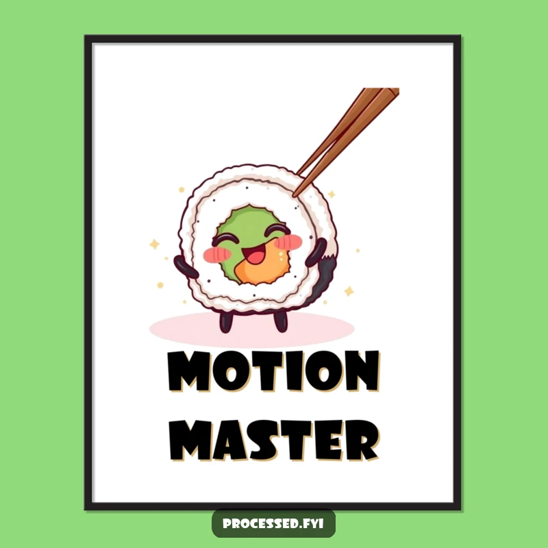 Funny Sushi Roll Digital Art: Spinning Character Design, Instant Humorous Decor!