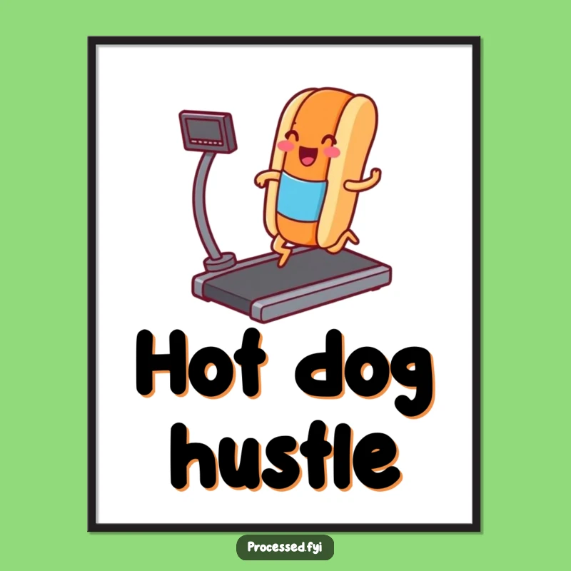 Funny Hot Dog Treadmill Digital Print: Hilarious Wall Art for Your Space