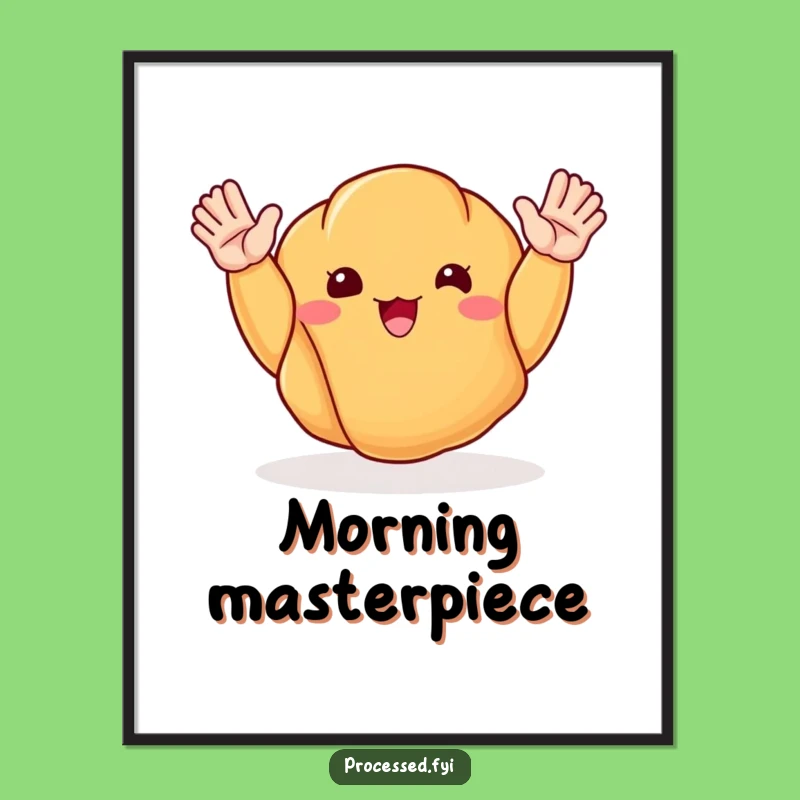 Funny Happy Croissant Digital Art: Instant Cheerful Decor for Your Walls