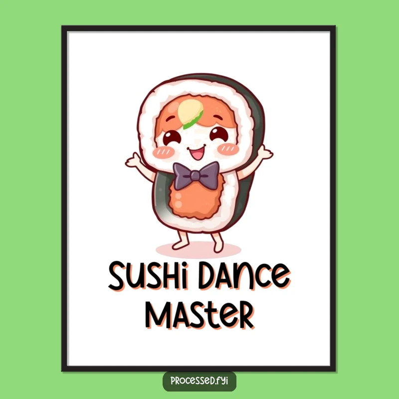 Funny Sushi Roll Dance Digital Art: Stylish Instant Download for Foodie Smiles