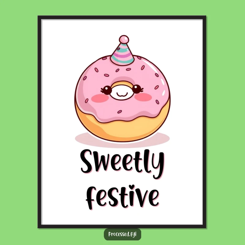 Funny Donut Digital Art: Blushing Character Design, Instant Sweet Decor!