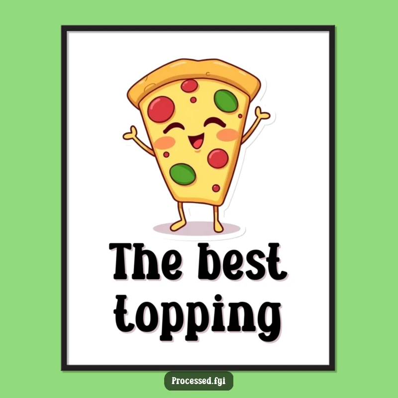 Funny Winking Pizza Slice Digital Print: Instant Cheesy Joy for Walls