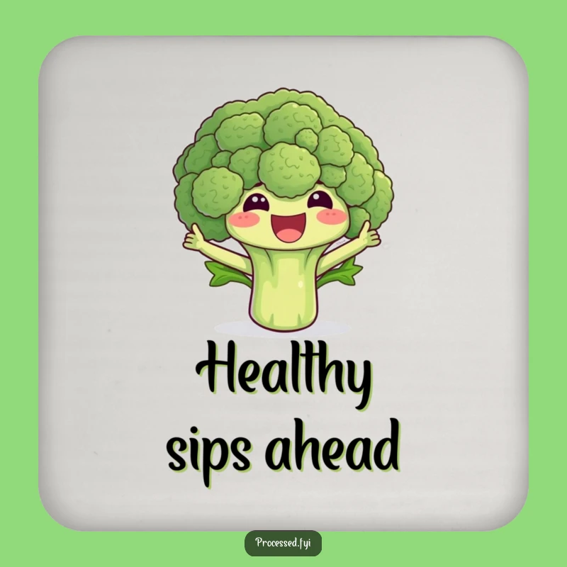 Funny Broccoli Waving Drink Coaster: Protect Surfaces with Veggie Fun